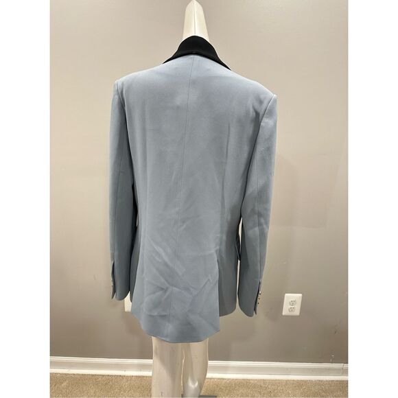 NWT Elie Saab Lapel Wool Crepe Blazer Blue Black Size FR44/US12 $2790 - Picture 9 of 15